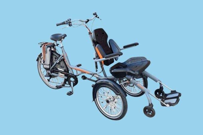 opair wheelchair bike in blue background