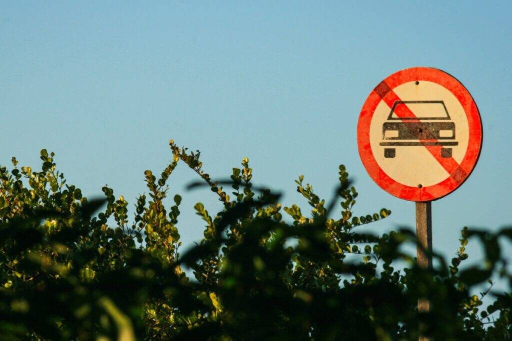 No cars allowed sign