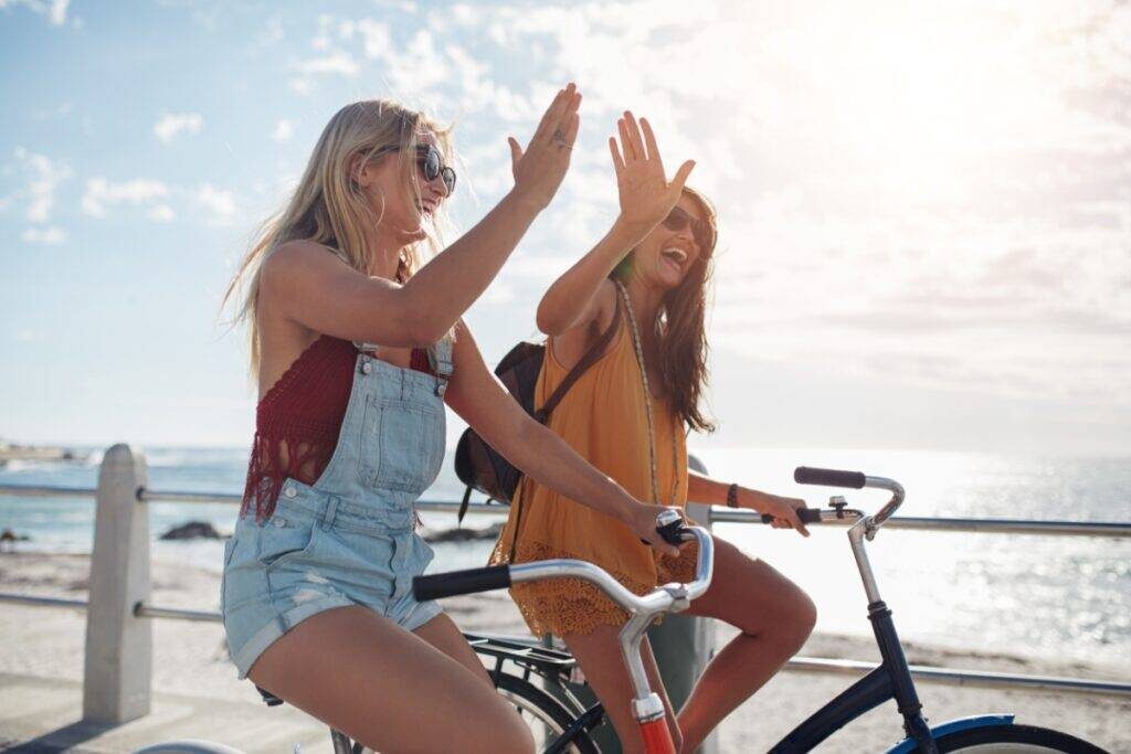 Friends cycling