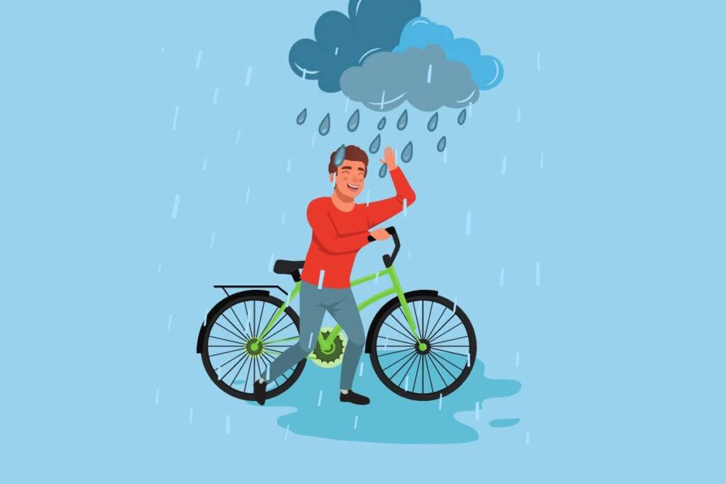 embarrassing cycling moments: cyclist in the rain