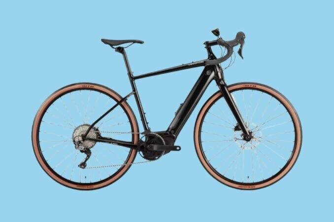 cannondale topstone neo 5 e-bike blue background