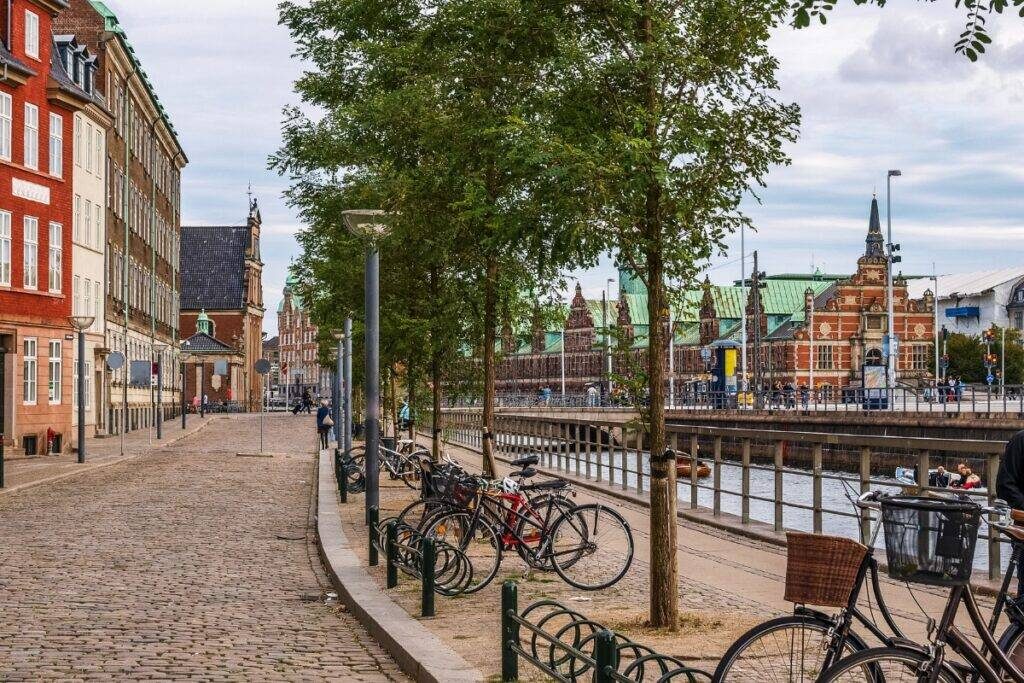 A street in Copenhagen with bicycles and no cars