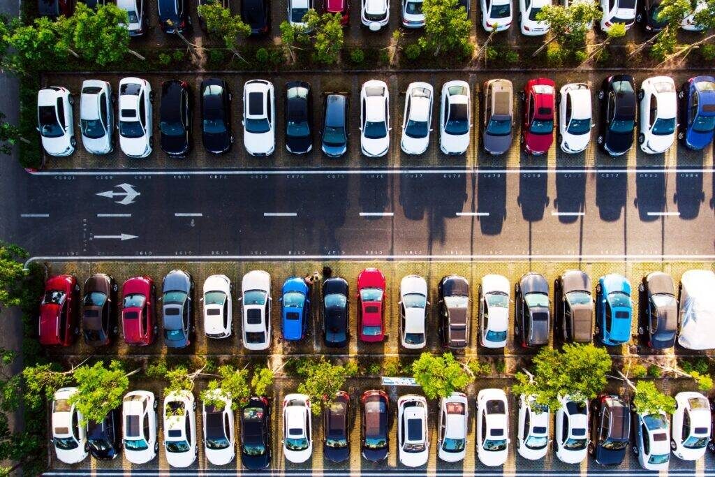 Cars parked on street